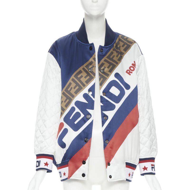Fendi new FENDI FILA reversible colorblocked silk Zucca monogram bomber jacket IT38 XS Size XS / US 0-2 / IT 36-38 - 2 Thumbnail