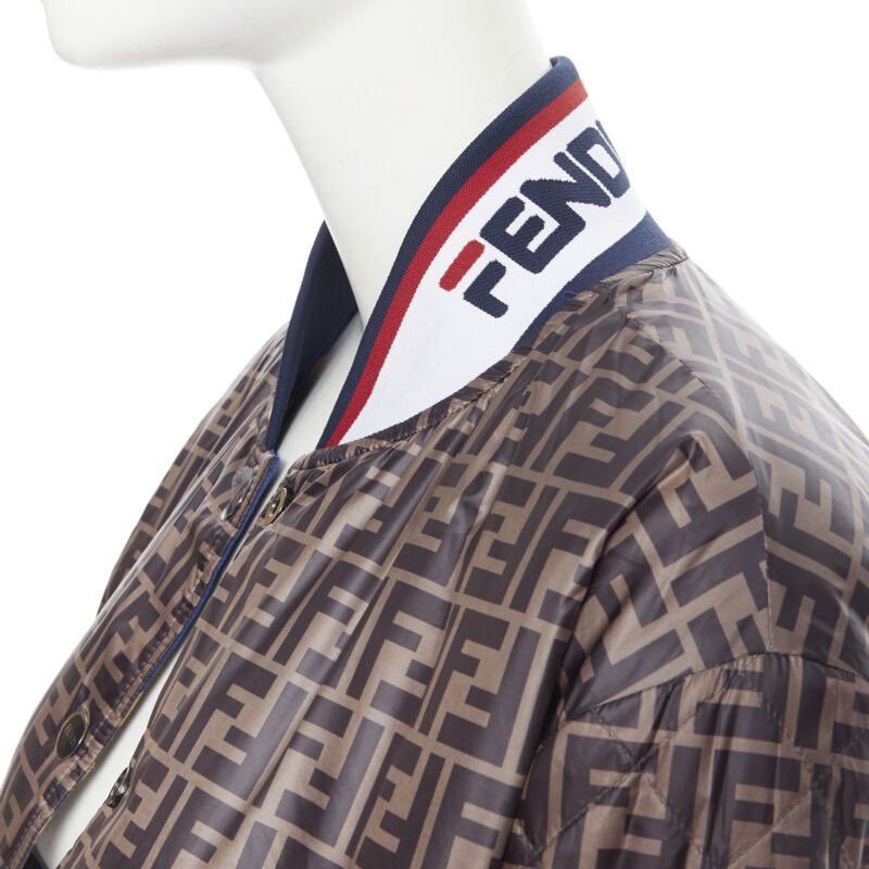 Fendi new FENDI FILA reversible colorblocked silk Zucca monogram bomber jacket IT38 XS Size XS / US 0-2 / IT 36-38 - 8 Thumbnail