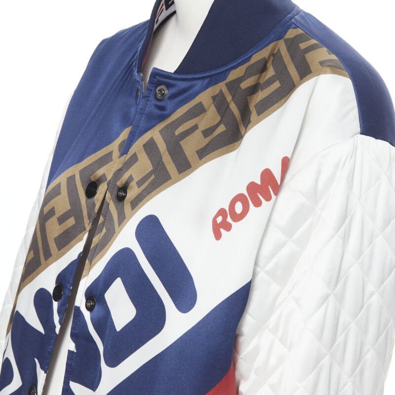 Fendi new FENDI FILA reversible colorblocked silk Zucca monogram bomber jacket IT38 XS Size XS / US 0-2 / IT 36-38 - 9 Thumbnail