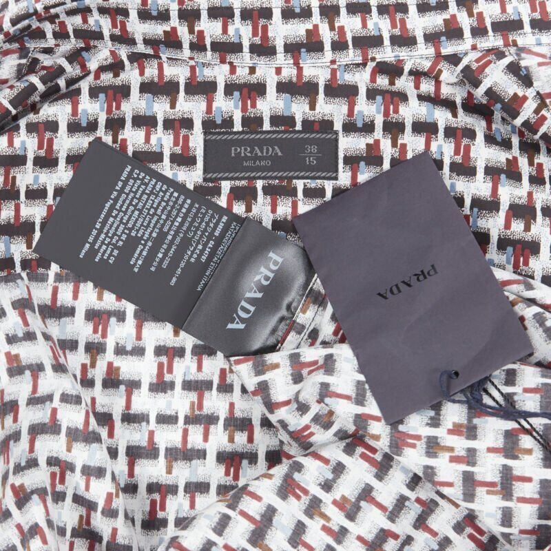 Prada new PRADA 2018 Losanga abstract geometric print studded collar shirt EU39 M Size US M / EU 48-50 / 2 - 8 Thumbnail