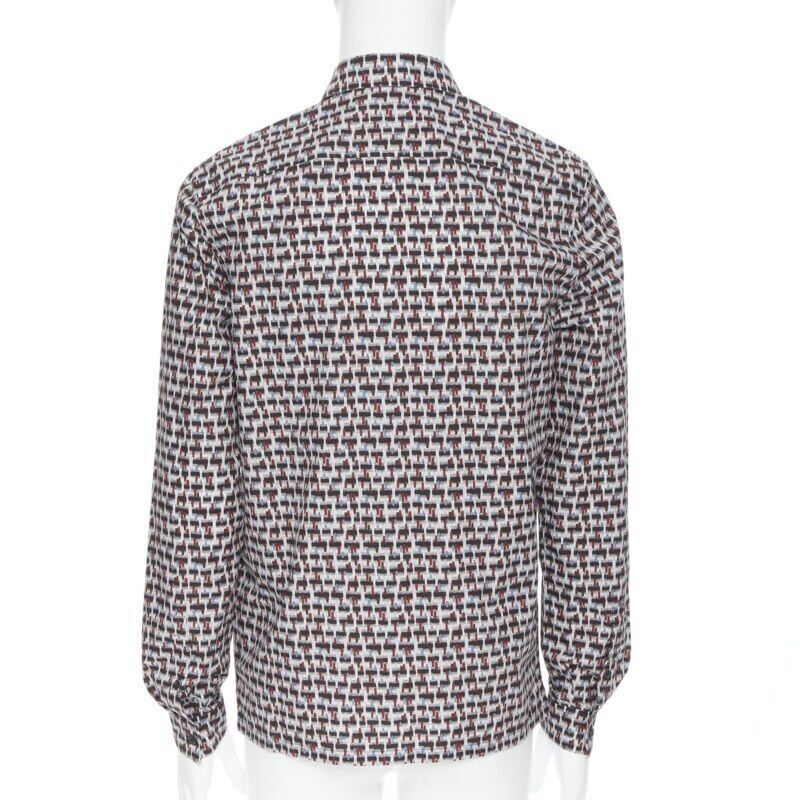Prada new PRADA 2018 Losanga abstract geometric print studded collar shirt EU39 M Size US M / EU 48-50 / 2 - 5 Thumbnail