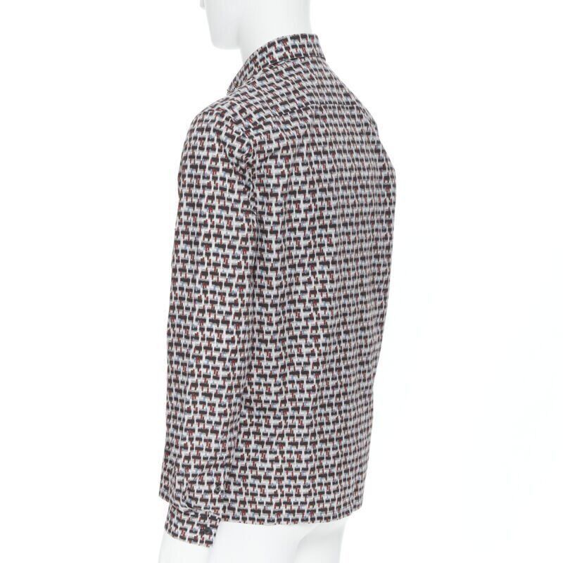 Prada new PRADA 2018 Losanga abstract geometric print studded collar shirt EU39 M Size US M / EU 48-50 / 2 - 6 Thumbnail