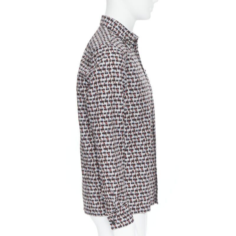 Prada new PRADA 2018 Losanga abstract geometric print studded collar shirt EU39 M Size US M / EU 48-50 / 2 - 4 Thumbnail