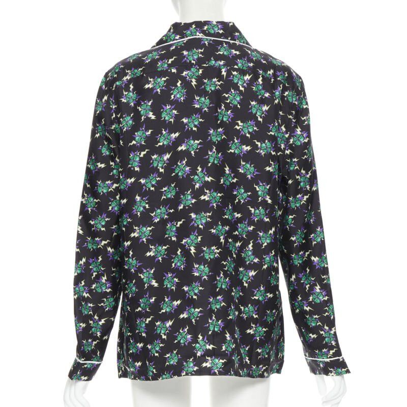 Prada new PRADA 2019 Frankenstein Micro Heart black print 100% silk pyjama shirt top S Size S / US 4 / IT 40 - 5 Thumbnail