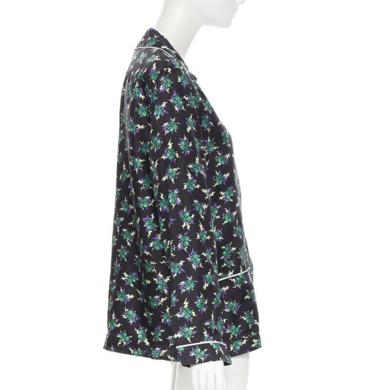 Prada new PRADA 2019 Frankenstein Micro Heart black print 100% silk pyjama shirt top S Size S / US 4 / IT 40 - 4 Thumbnail