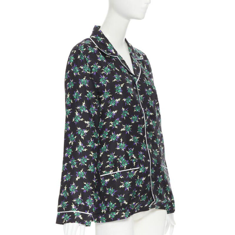 Prada new PRADA 2019 Frankenstein Micro Heart black print 100% silk pyjama shirt top S Size S / US 4 / IT 40 - 3 Thumbnail