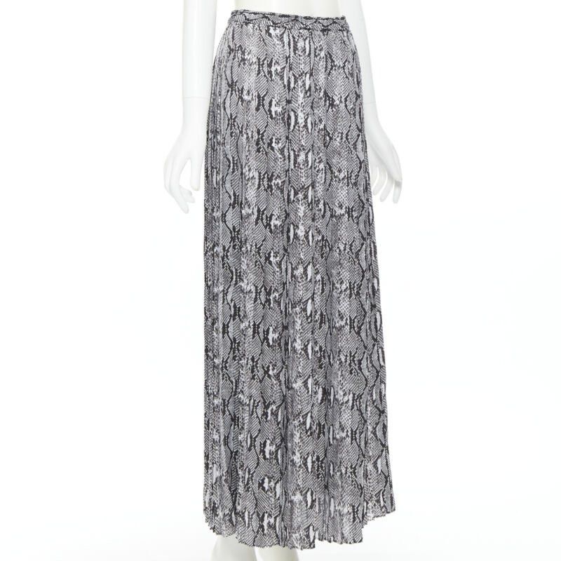 MICHAEL KORS black white python print pleated midi summer skirt XS