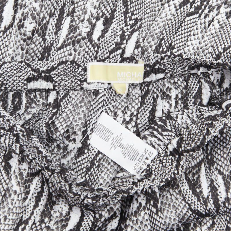 MICHAEL KORS black white python print pleated midi summer skirt XS