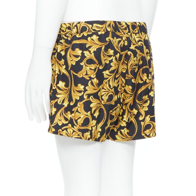 Versace VERSACE gold Medusa button black floral barocco summer swim shorts IT6 L Size US 34 / EU 50 - 7 Thumbnail