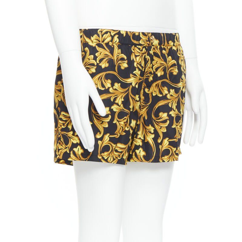 Versace VERSACE gold Medusa button black floral barocco summer swim shorts IT6 L Size US 34 / EU 50 - 4 Thumbnail