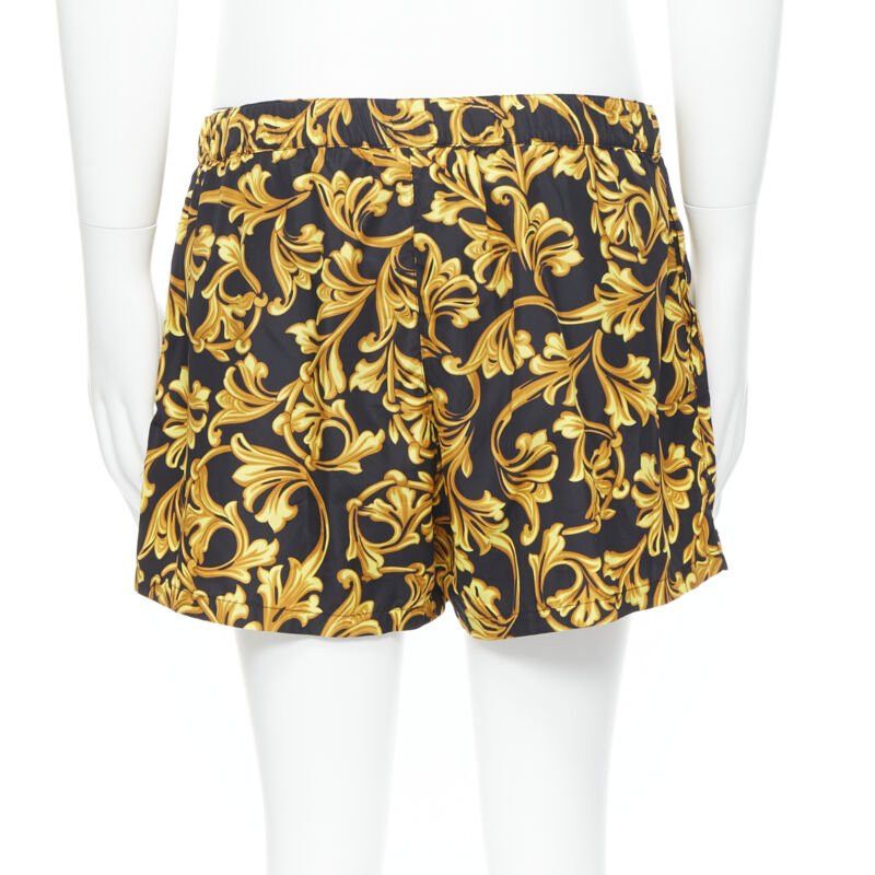 Versace VERSACE gold Medusa button black floral barocco summer swim shorts IT6 L Size US 34 / EU 50 - 6 Thumbnail