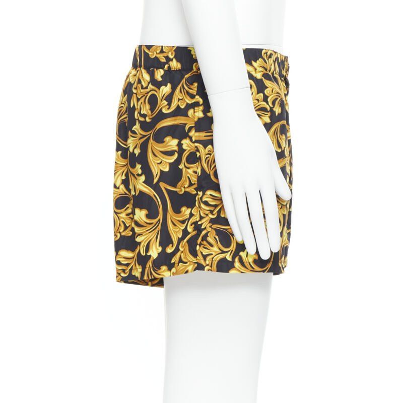 Versace VERSACE gold Medusa button black floral barocco summer swim shorts IT6 L Size US 34 / EU 50 - 5 Thumbnail