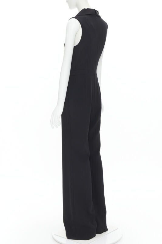 Brandon Maxwell new BRANDON MAXWELL black shawl collage plunge wide leg evening jumpsuit US2 XS Size 27" / US 4 / IT 40 - 6 Thumbnail