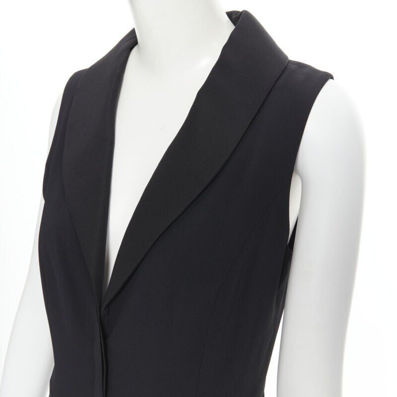 Brandon Maxwell new BRANDON MAXWELL black shawl collage plunge wide leg evening jumpsuit US2 XS Size 27" / US 4 / IT 40 - 2 Thumbnail