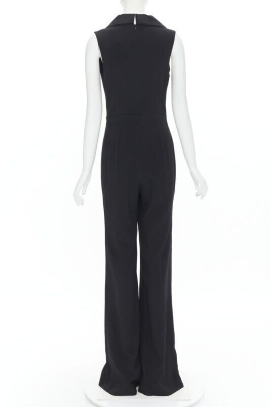Brandon Maxwell new BRANDON MAXWELL black shawl collage plunge wide leg evening jumpsuit US2 XS Size 27" / US 4 / IT 40 - 5 Thumbnail