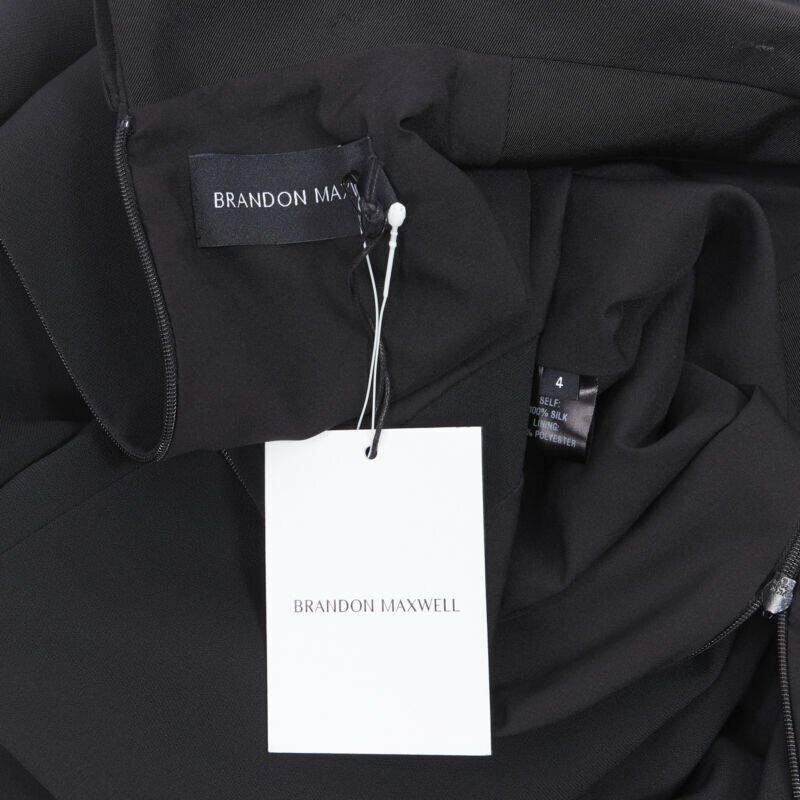 Brandon Maxwell new BRANDON MAXWELL black shawl collage plunge wide leg evening jumpsuit US2 XS Size 27" / US 4 / IT 40 - 8 Thumbnail