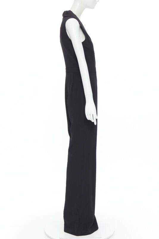 Brandon Maxwell new BRANDON MAXWELL black shawl collage plunge wide leg evening jumpsuit US2 XS Size 27" / US 4 / IT 40 - 4 Thumbnail