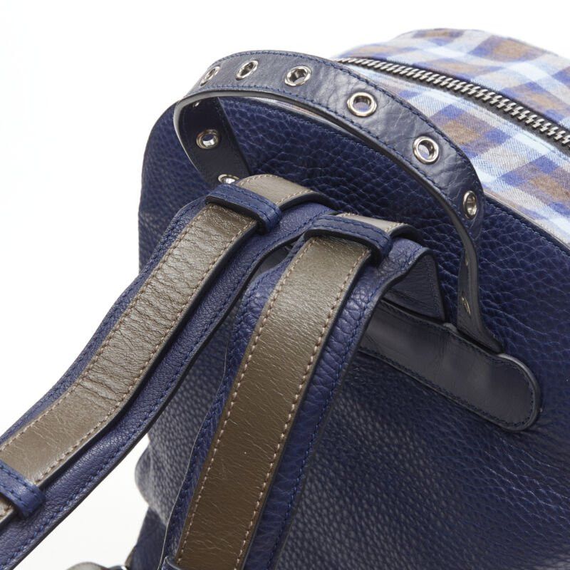 Christian Louboutin CHRISTIAN LOUBOUTIN Backloubi blue brown gingham check spike stud backpack bag Size ONE SIZE - 8 Thumbnail