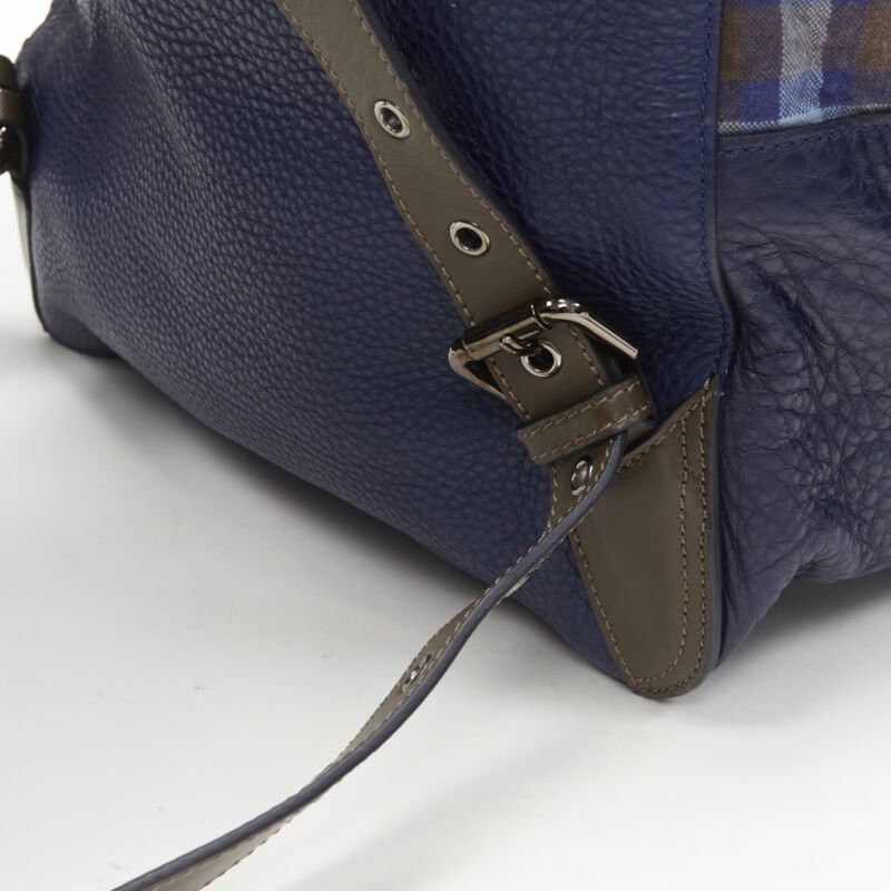 Christian Louboutin CHRISTIAN LOUBOUTIN Backloubi blue brown gingham check spike stud backpack bag Size ONE SIZE - 10 Thumbnail
