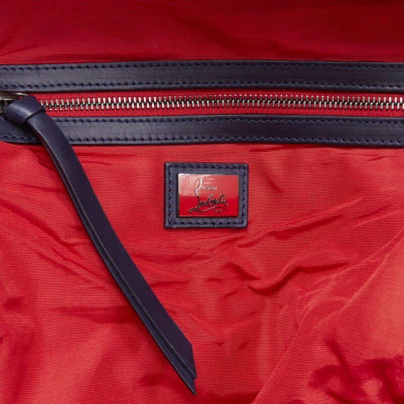 Christian Louboutin CHRISTIAN LOUBOUTIN Backloubi blue brown gingham check spike stud backpack bag Size ONE SIZE - 12 Thumbnail