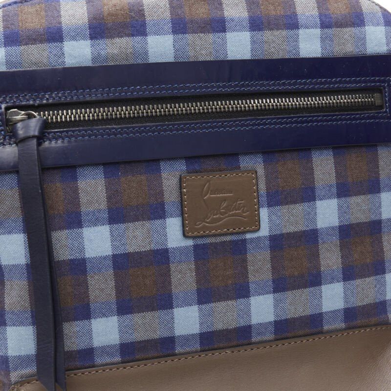 Christian Louboutin CHRISTIAN LOUBOUTIN Backloubi blue brown gingham check spike stud backpack bag Size ONE SIZE - 11 Thumbnail