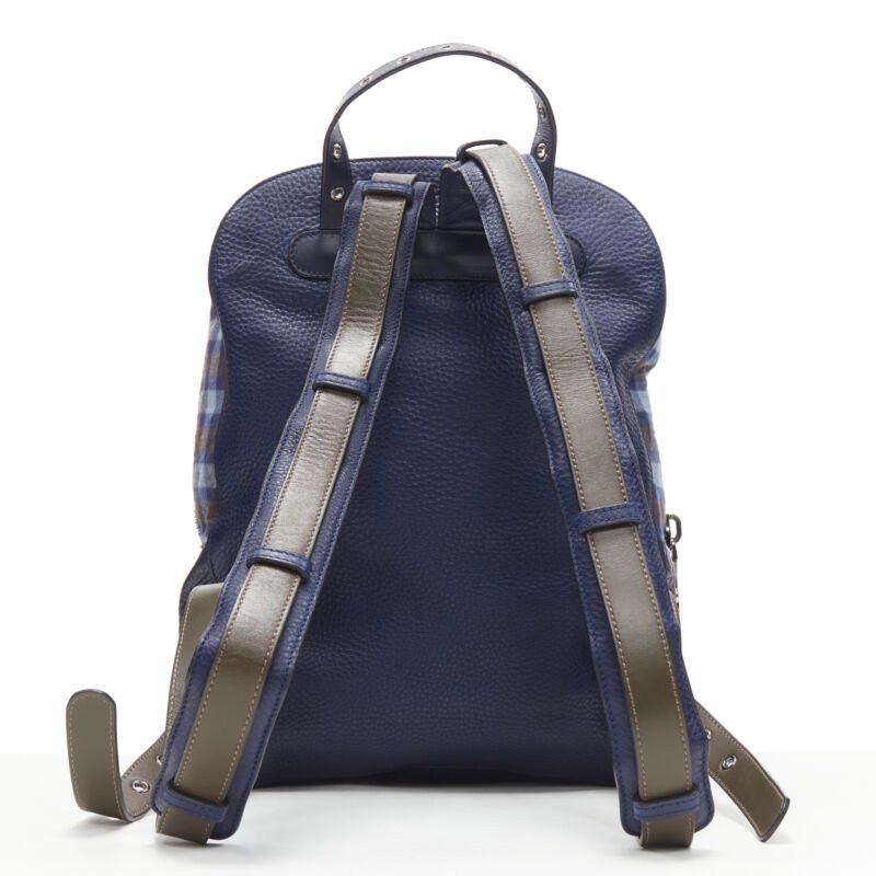 Christian Louboutin CHRISTIAN LOUBOUTIN Backloubi blue brown gingham check spike stud backpack bag Size ONE SIZE - 5 Thumbnail