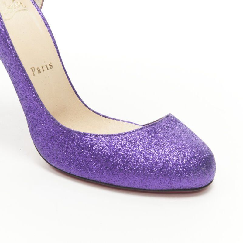 Christian Louboutin CHRISTIAN LOUBOUTIN Helmour purple glitter round toe half dorsay pump EU37.5 Size US 7.5 / IT 37.5 - 8 Thumbnail