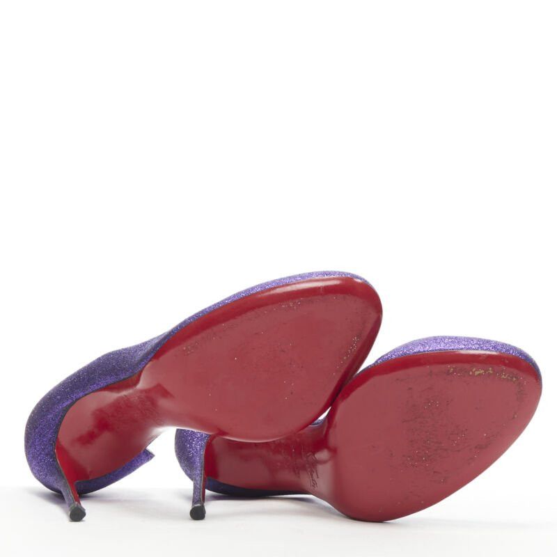 Christian Louboutin CHRISTIAN LOUBOUTIN Helmour purple glitter round toe half dorsay pump EU37.5 Size US 7.5 / IT 37.5 - 6 Thumbnail