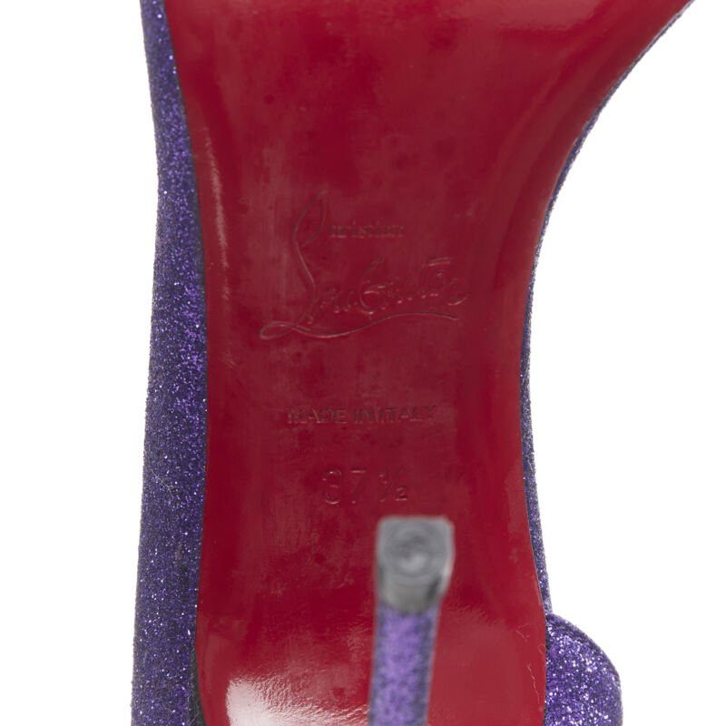 Christian Louboutin CHRISTIAN LOUBOUTIN Helmour purple glitter round toe half dorsay pump EU37.5 Size US 7.5 / IT 37.5 - 11 Thumbnail