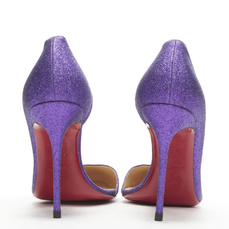 Christian Louboutin CHRISTIAN LOUBOUTIN Helmour purple glitter round toe half dorsay pump EU37.5 Size US 7.5 / IT 37.5 - 5 Thumbnail