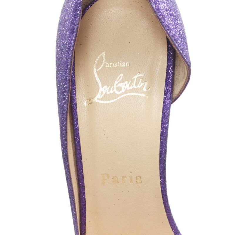 Christian Louboutin CHRISTIAN LOUBOUTIN Helmour purple glitter round toe half dorsay pump EU37.5 Size US 7.5 / IT 37.5 - 10 Thumbnail