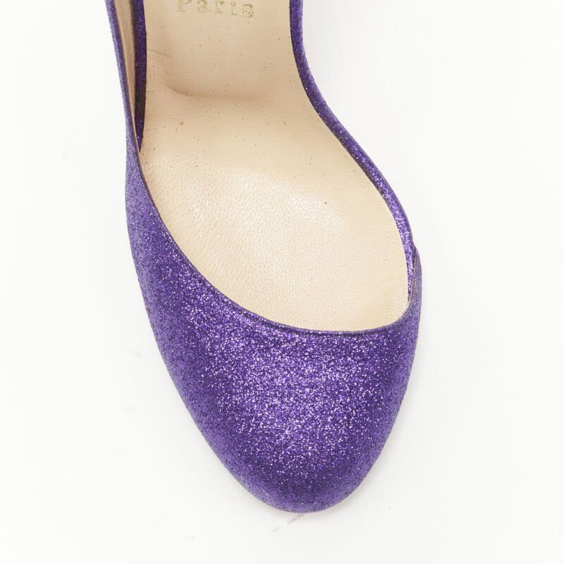 Christian Louboutin CHRISTIAN LOUBOUTIN Helmour purple glitter round toe half dorsay pump EU37.5 Size US 7.5 / IT 37.5 - 7 Thumbnail