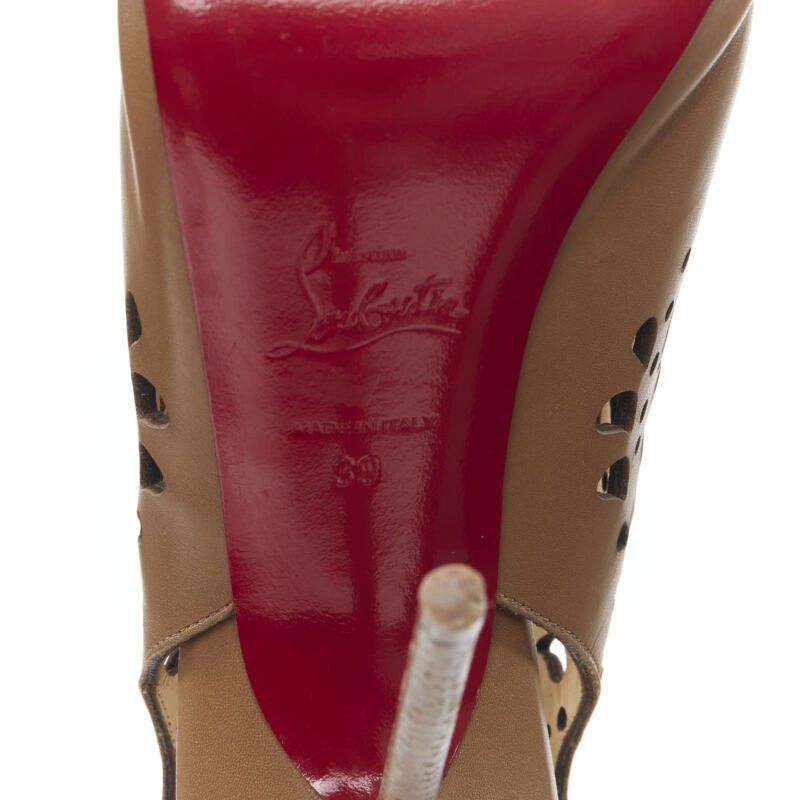 Christian Louboutin CHRISTIAN LOUBOUTIN Markesling 130 tan brown laser cut peep toe bootie EU39 Size US 9 / IT 39 - 12 Thumbnail