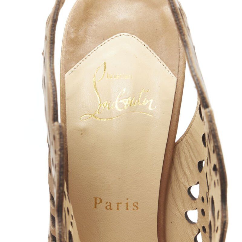 Christian Louboutin CHRISTIAN LOUBOUTIN Markesling 130 tan brown laser cut peep toe bootie EU39 Size US 9 / IT 39 - 11 Thumbnail