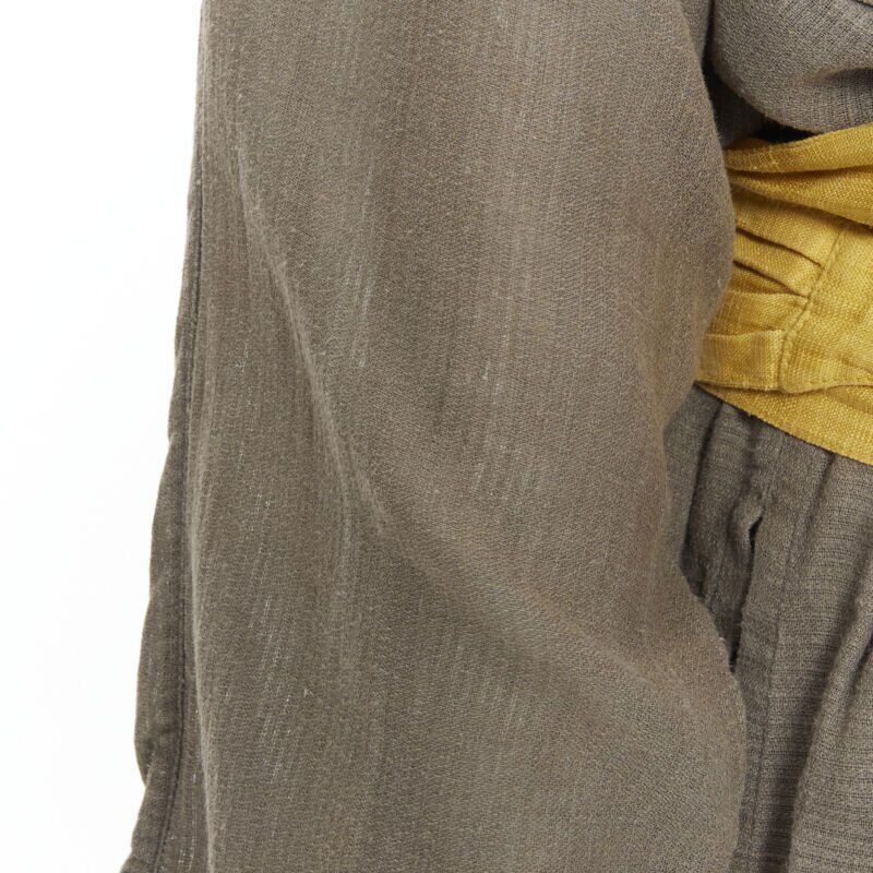 Issey Miyake vintage ISSEY MIYAKE 1980's beige linen yellow obi belt cowl neck dress M rare Size M / US 6-8 / IT 42-44 - 10 Thumbnail