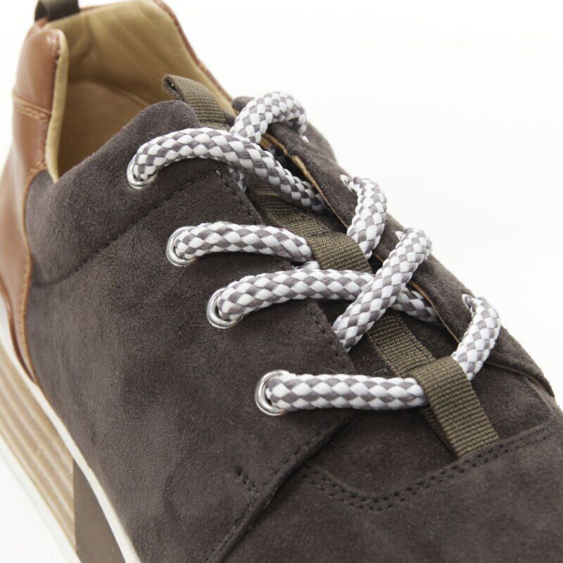 Hermes new HERMES Buster grey brown suede lace up wooden rubber sole low sneaker EU39.5 Size US 6.5 / EU 39-40 - 8 Thumbnail