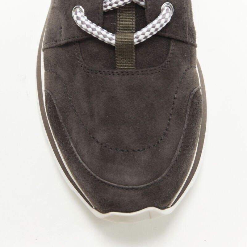 Hermes new HERMES Buster grey brown suede lace up wooden rubber sole low sneaker EU39.5 Size US 6.5 / EU 39-40 - 7 Thumbnail