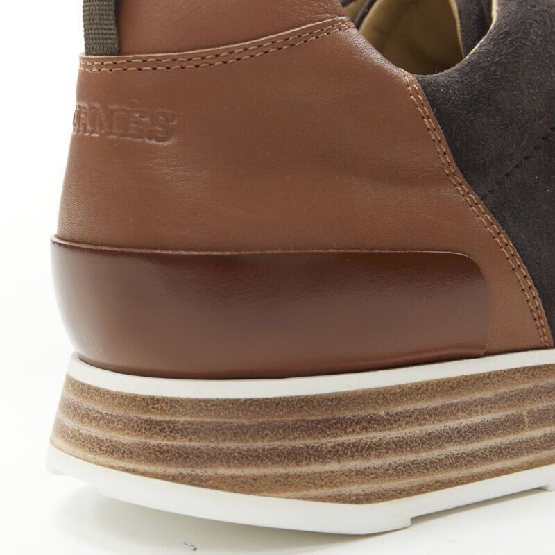 Hermes new HERMES Buster grey brown suede lace up wooden rubber sole low sneaker EU39.5 Size US 6.5 / EU 39-40 - 10 Thumbnail