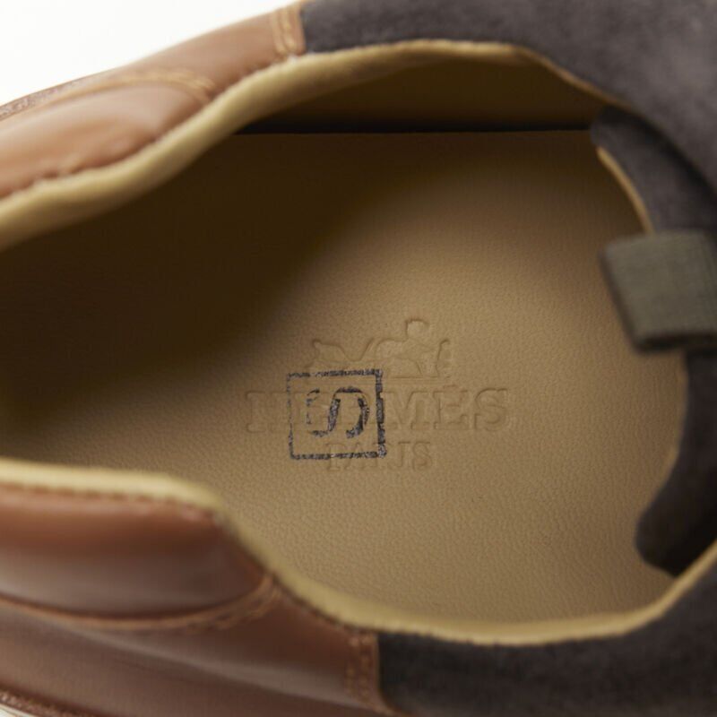 Hermes new HERMES Buster grey brown suede lace up wooden rubber sole low sneaker EU39.5 Size US 6.5 / EU 39-40 - 11 Thumbnail