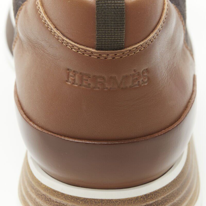 Hermes new HERMES Buster grey brown suede lace up wooden rubber sole low sneaker EU39.5 Size US 6.5 / EU 39-40 - 9 Thumbnail