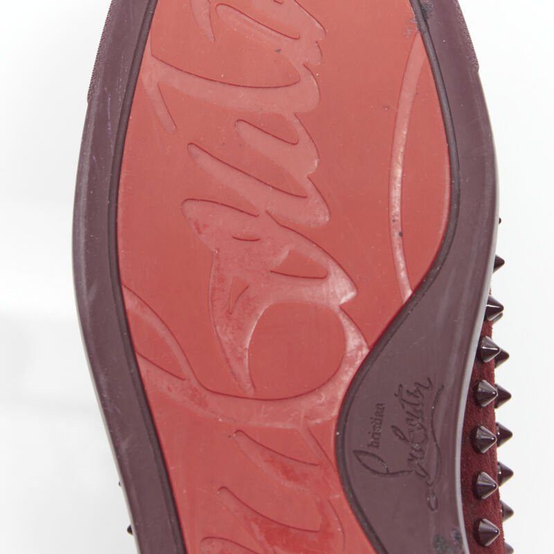 Christian Louboutin CHRISTIAN LOUBOUTIN Pik Boat burgundy croc suede spike stud low top sneaker EU41 Size US 8 / EU 41 - 12 Thumbnail