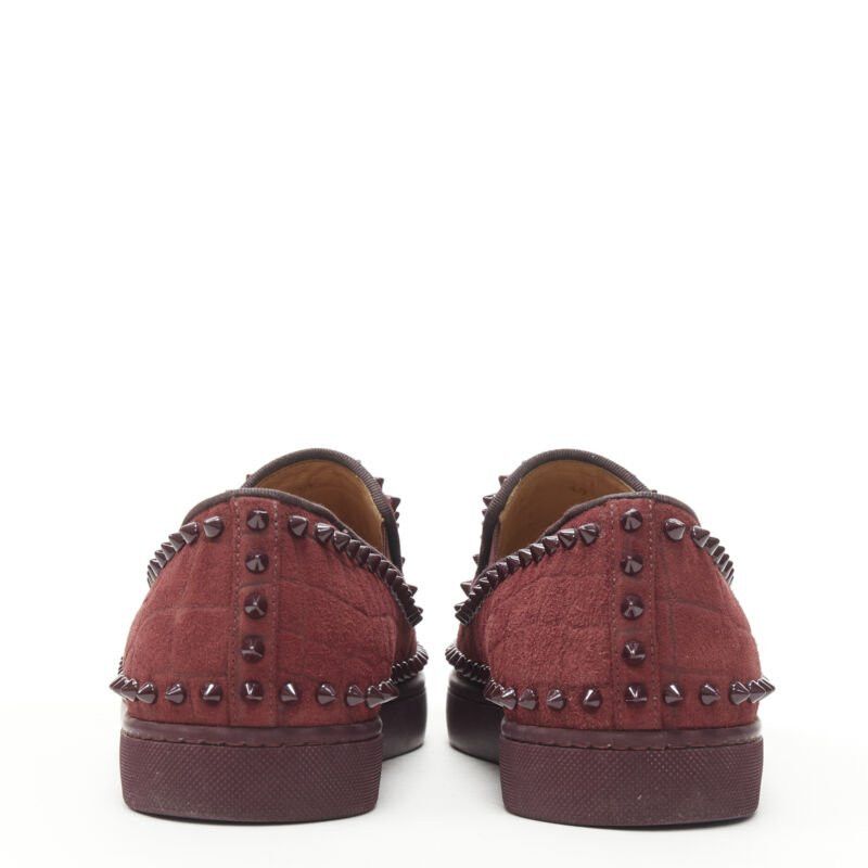 Christian Louboutin CHRISTIAN LOUBOUTIN Pik Boat burgundy croc suede spike stud low top sneaker EU41 Size US 8 / EU 41 - 5 Thumbnail