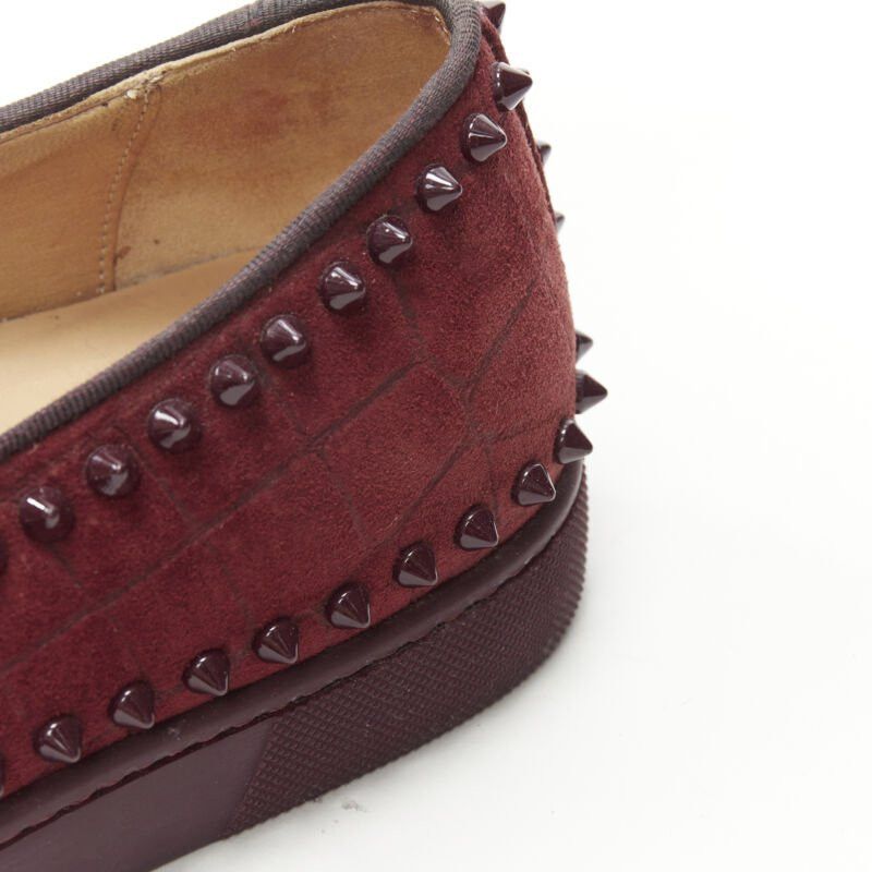 Christian Louboutin CHRISTIAN LOUBOUTIN Pik Boat burgundy croc suede spike stud low top sneaker EU41 Size US 8 / EU 41 - 10 Thumbnail