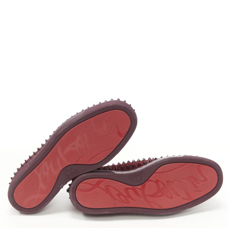 Christian Louboutin CHRISTIAN LOUBOUTIN Pik Boat burgundy croc suede spike stud low top sneaker EU41 Size US 8 / EU 41 - 6 Thumbnail