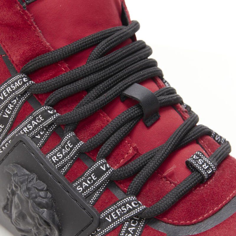 Versace VERSACE red suede Medusa emblem nastro logo ribbon high top sneakers EU40 Size US 7 / EU 40 - 7 Thumbnail