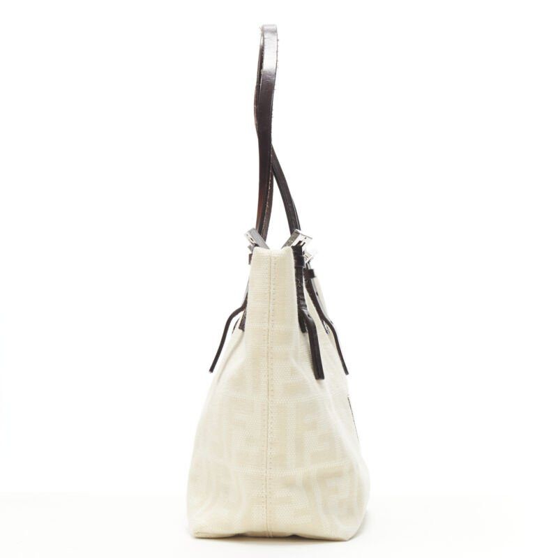 Fendi vintage FENDI Zucca FF Monogram beige canvas leather 90's top handle tote bag Size ONE SIZE - 4 Thumbnail