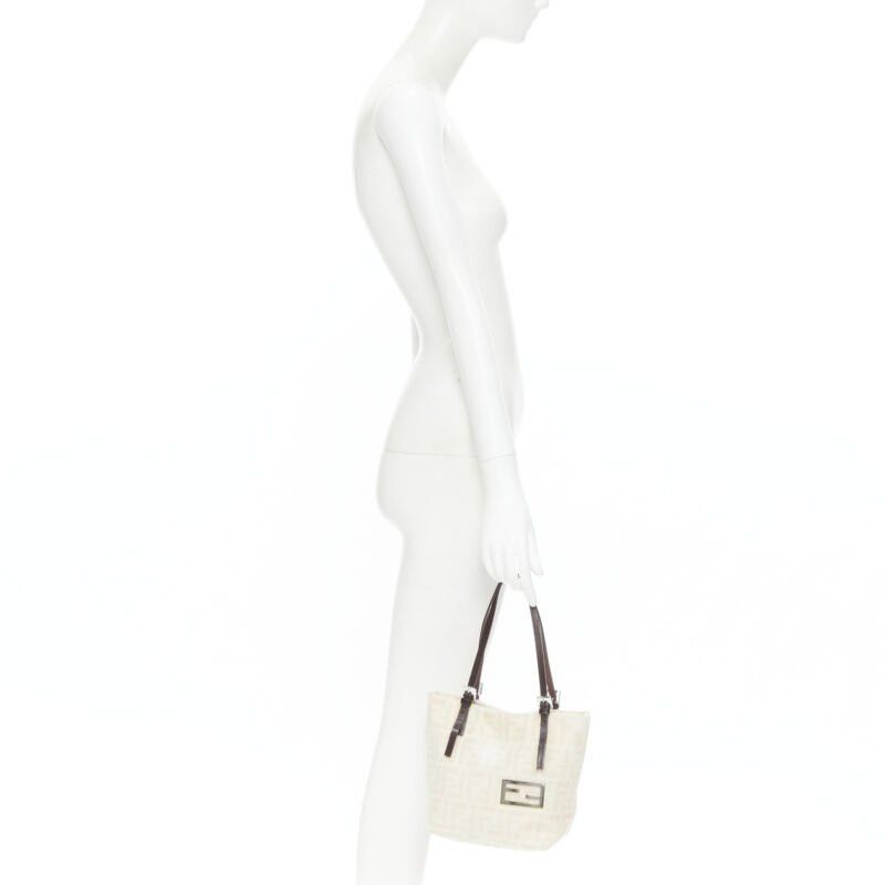 Fendi vintage FENDI Zucca FF Monogram beige canvas leather 90's top handle tote bag Size ONE SIZE - 2 Thumbnail