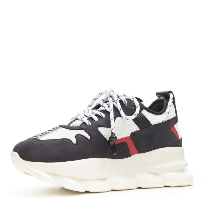 Versace new VERSACE Chain Reaction black white red suede mesh low chunky sneaker EU41 Size US 8 / EU 41 - 4 Thumbnail