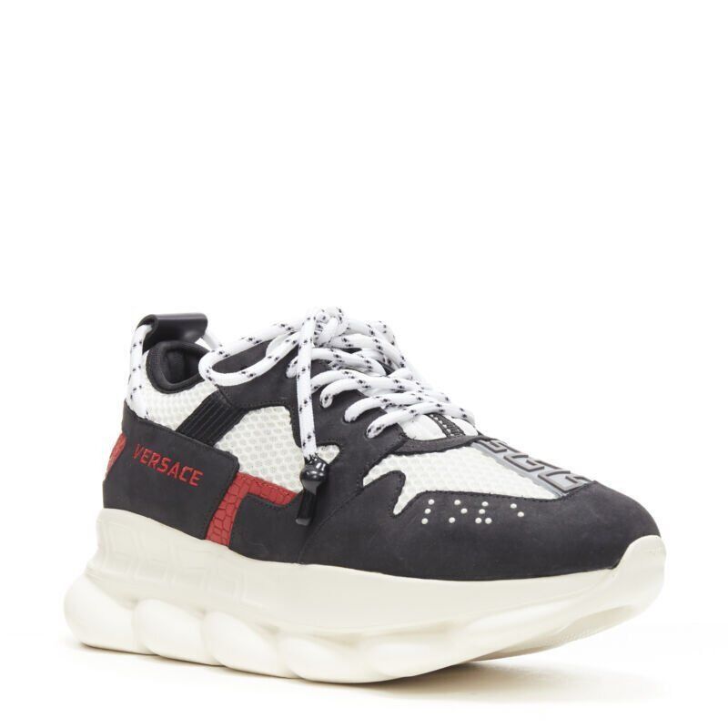 Versace new VERSACE Chain Reaction black white red suede mesh low chunky sneaker EU41 Size US 8 / EU 41 - 2 Thumbnail