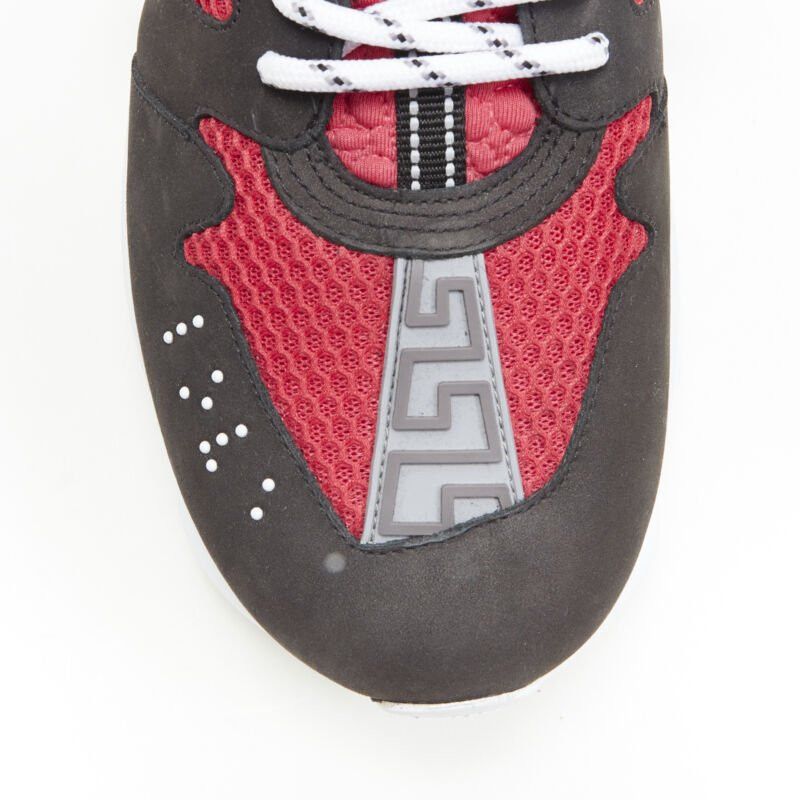 Versace new VERSACE Chain Reaction Black Red suede low top chunky sneaker EU38.5 US5.5 Size US 5.5 / EU 38 - 7 Thumbnail
